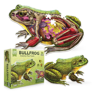 American Bullfrog Jigsaw Puzzle - 4FT Double Sided Floor Puzzle - 100-Piece Scientifically Accurate Educational Puzzles for Kids