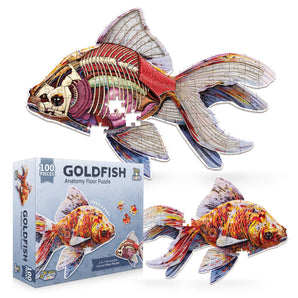 Fantail Calico Goldfish Jigsaw Puzzle - 4FT Double Sided Floor Puzzle - 100-Piece Scientifically Accurate Educational Puzzles for Kids